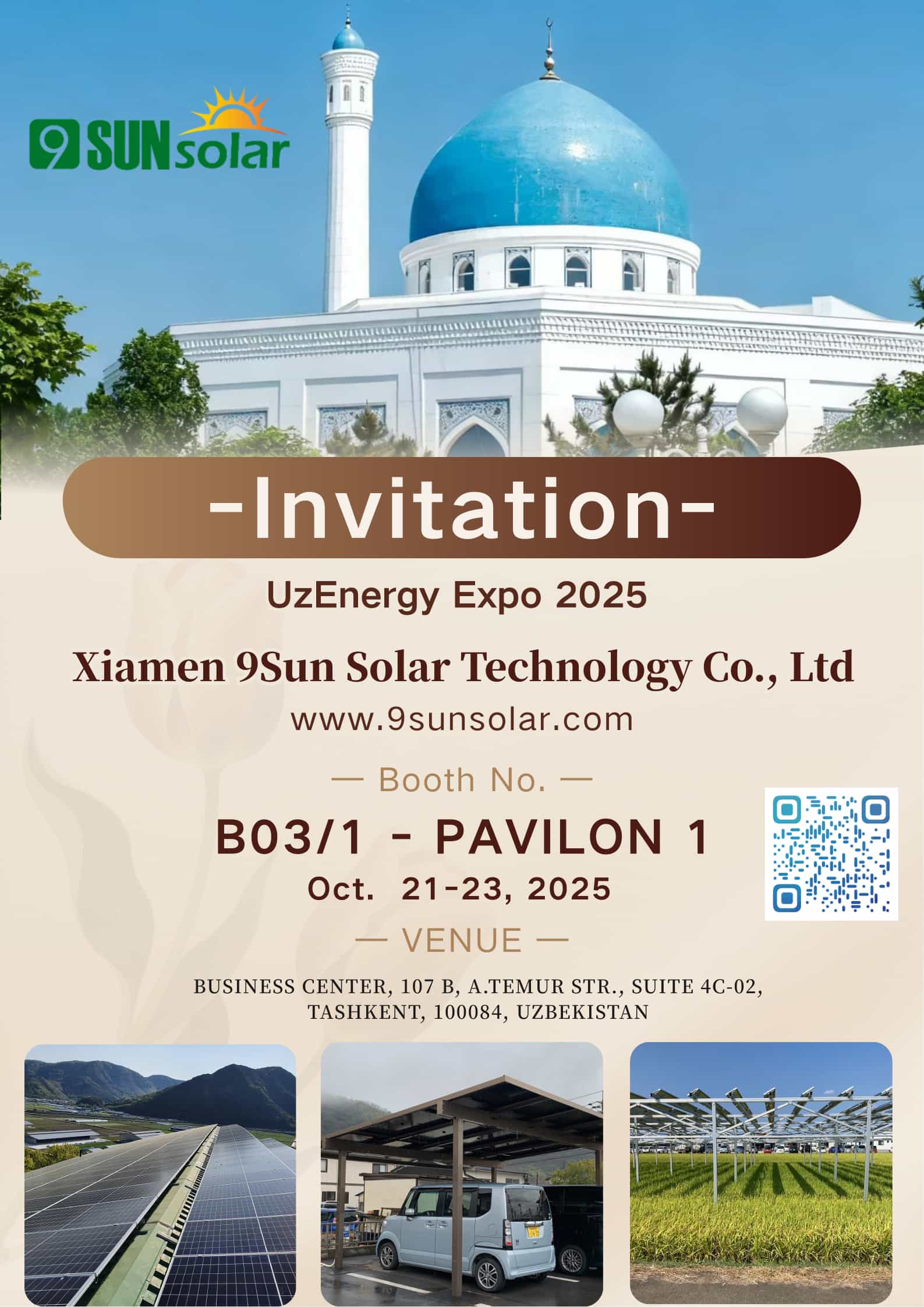 بيان صحفي: تدعوكم شركة 9Sun Solar لحضور معرض UzEnergy Expo 2025 في أوزبكستان