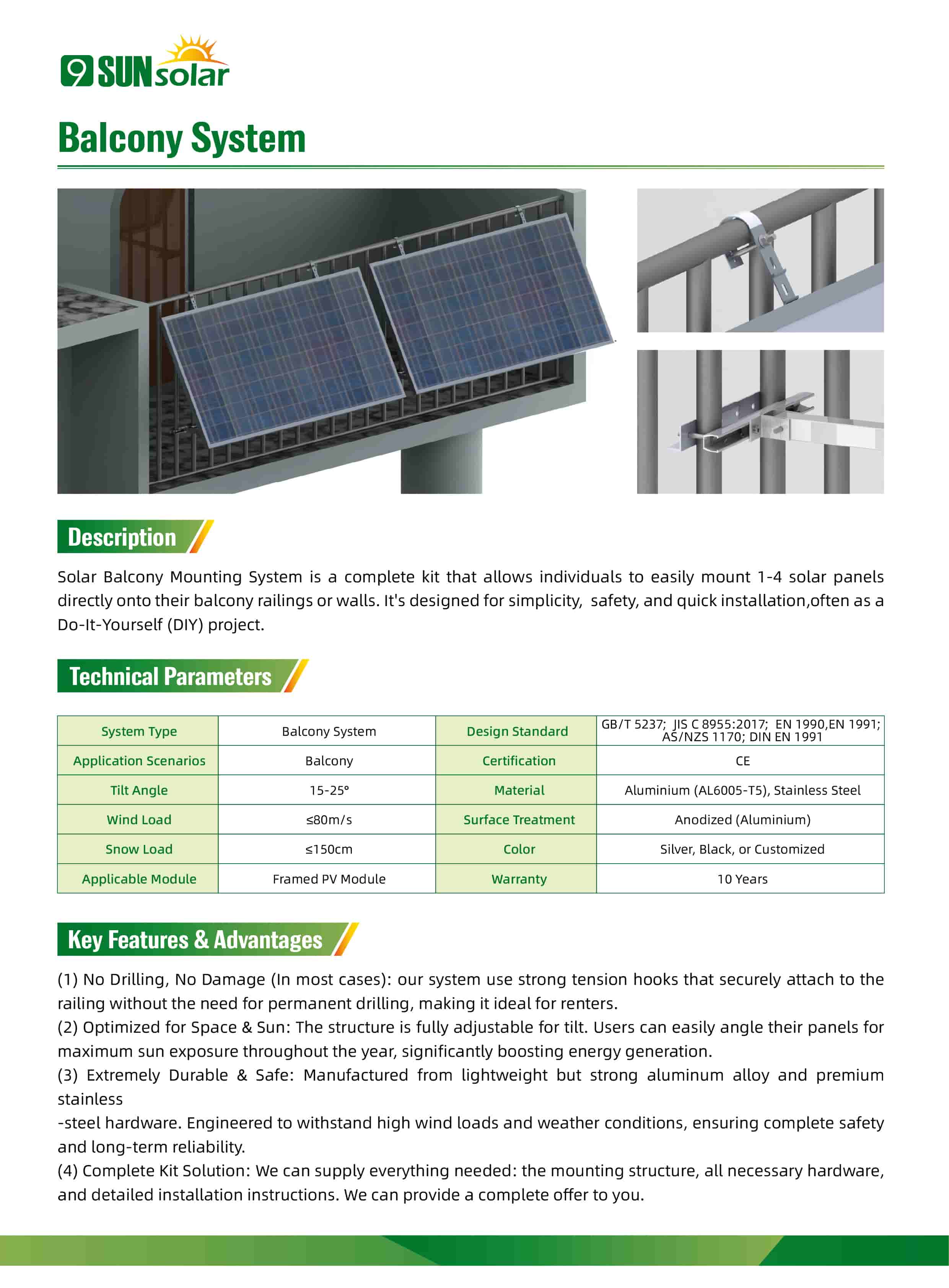 Solar Balcony Bracket